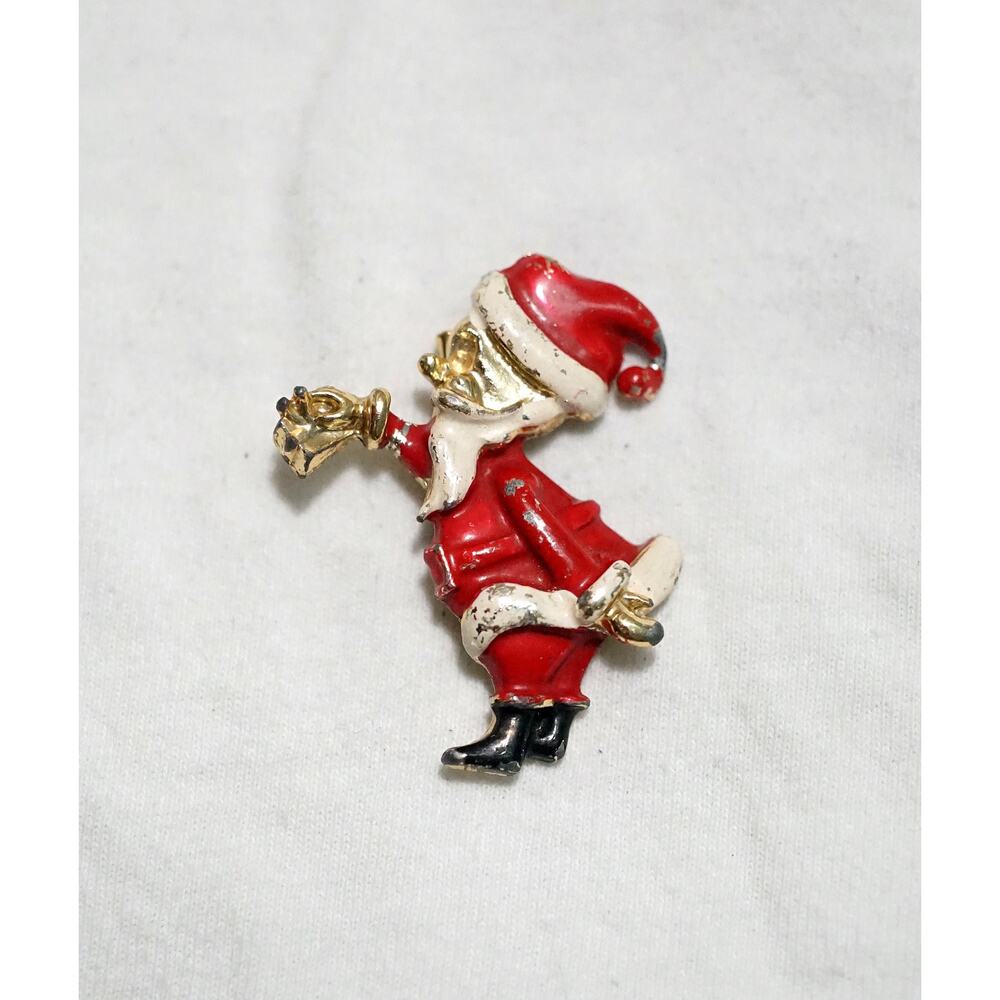 Vintage Santa Claus Brooch Christmas Pin
